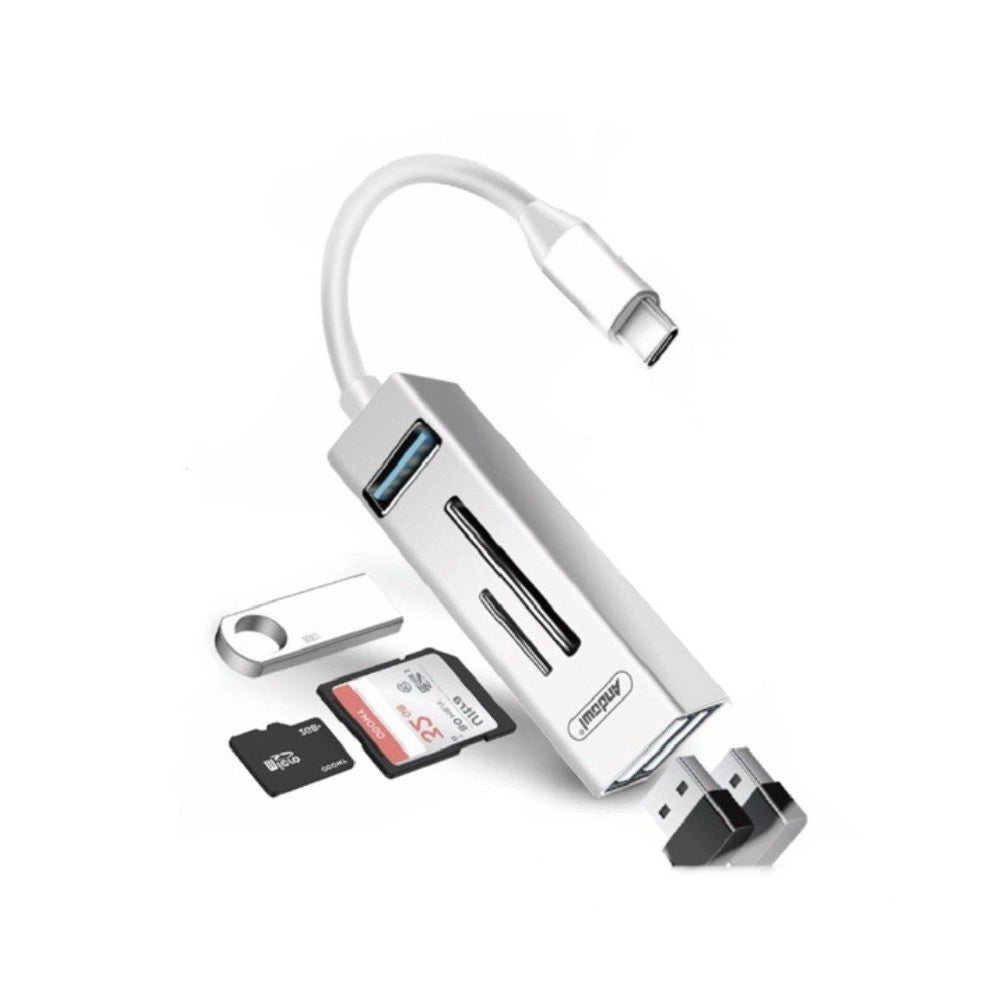 Trade Shop - Hub Usb Q-hu802 5 In 1 Adattatore Da Tipo C A Usb 3.0 Con Connessione Di Tipo C -