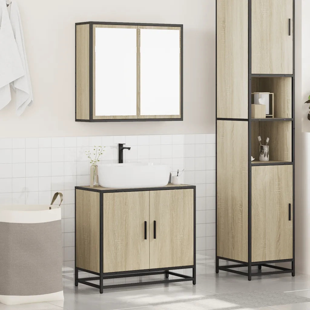 Set Mobili da Bagno 2 pz Rovere Sonoma in Legno Multistrato 3300886