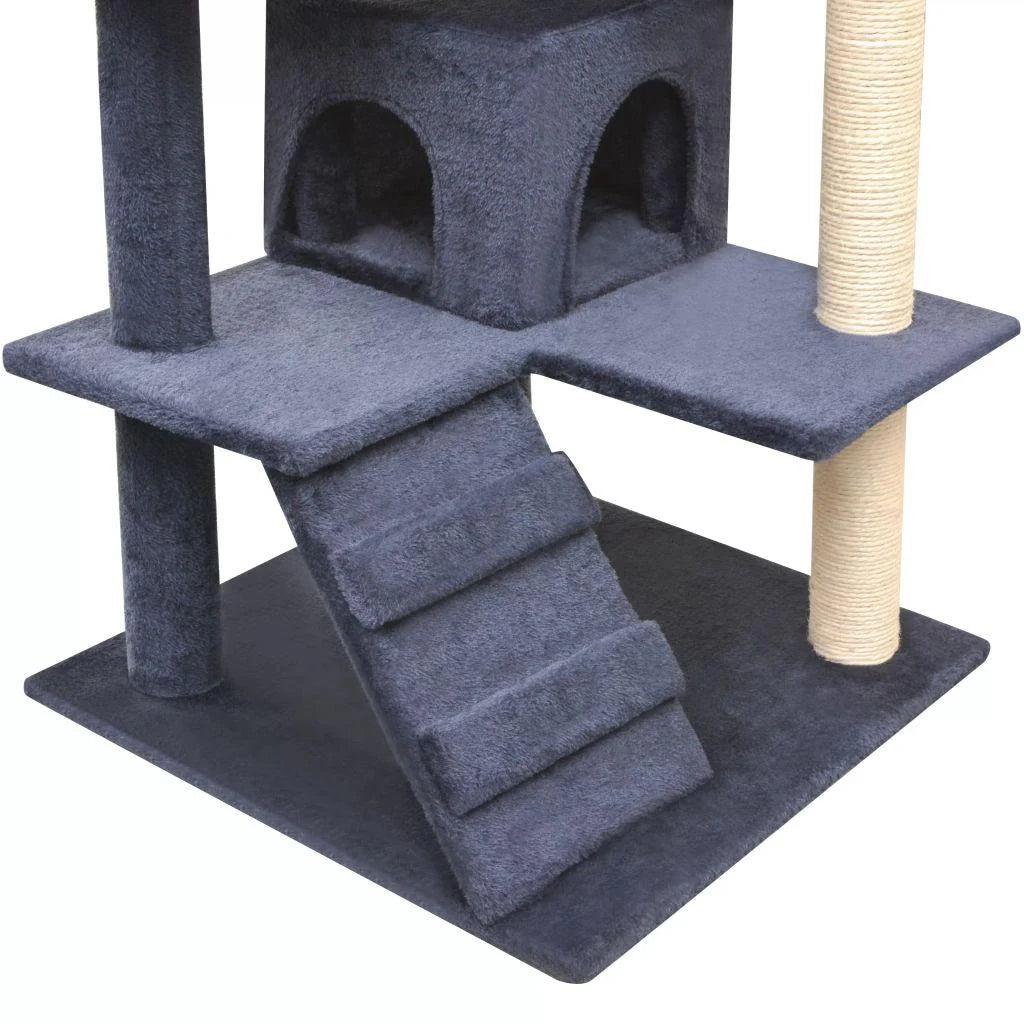 Tiragraffi albero per gatti cuccia per gatti giocattolo peluche sisal 125 cm blu scuro 3702227