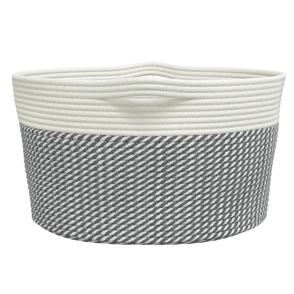 Cestino Portaoggetti Grigio e Bianco ?40x25 cm in Cotone CFW8109762