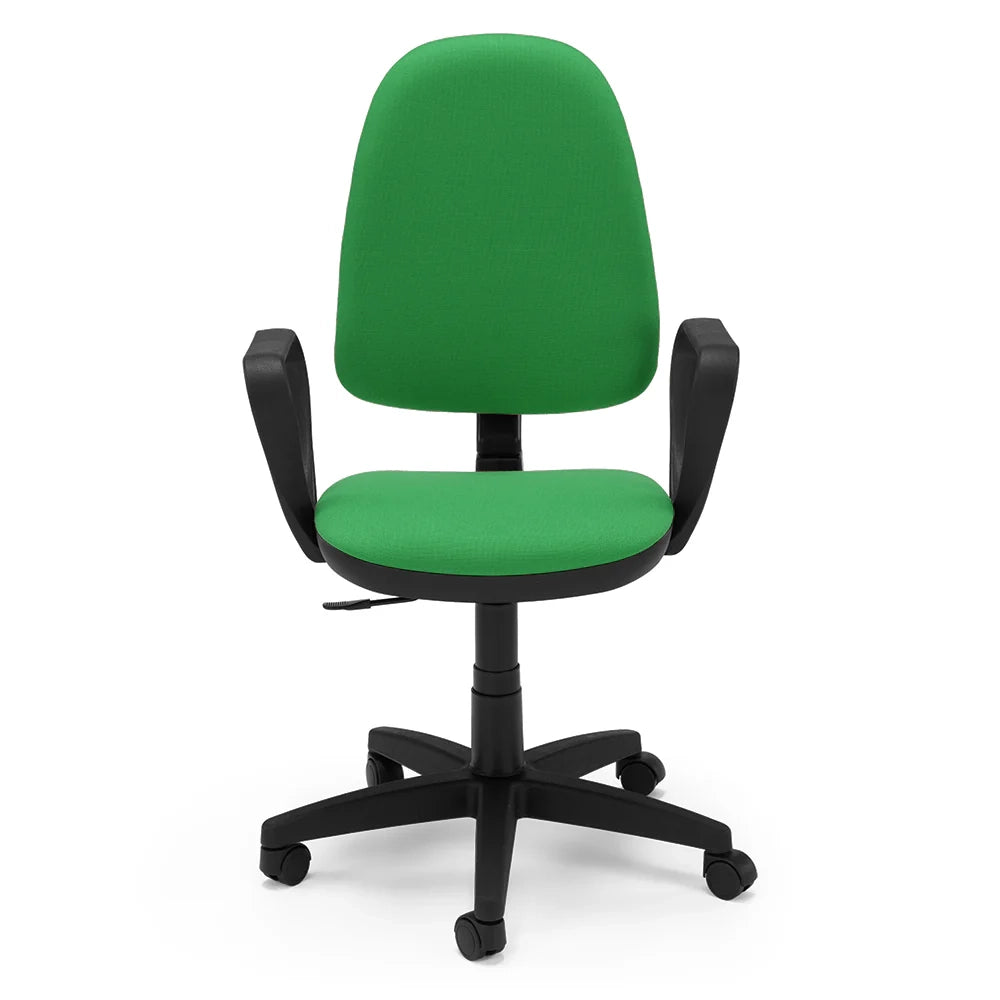 Sedia Girevole da Ufficio MADE IN ITALY America con schienale alto e seduta imbottita, sistema di elevazione regolabile a gas, colore Verde