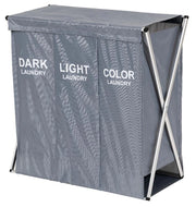 Portabiancheria Pieghevole Mika a 3 Grigio 32 x 64 x 62 cm