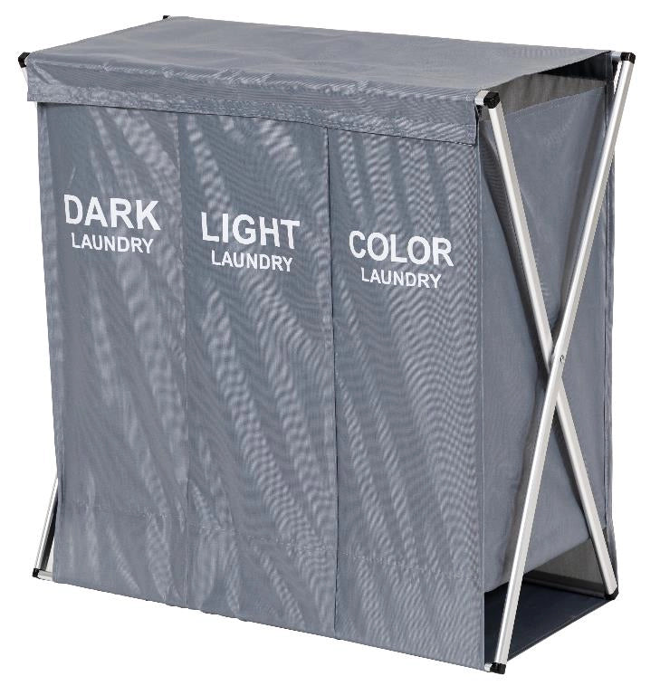 Portabiancheria Pieghevole Mika a 3 Grigio 32 x 64 x 62 cm