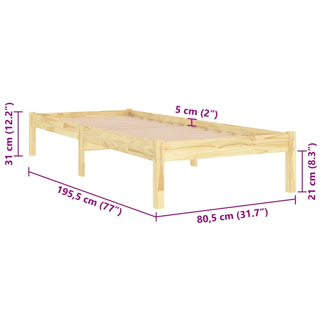 Giroletto-Struttura Letto in Legno Massello 75x190 cm Small Single 408912