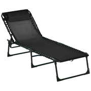 EasyComfort Lettino Prendisole in Acciaio e Tessuto Traspirante con Schienale Reclinabile, 189x58x30 cm, Nero