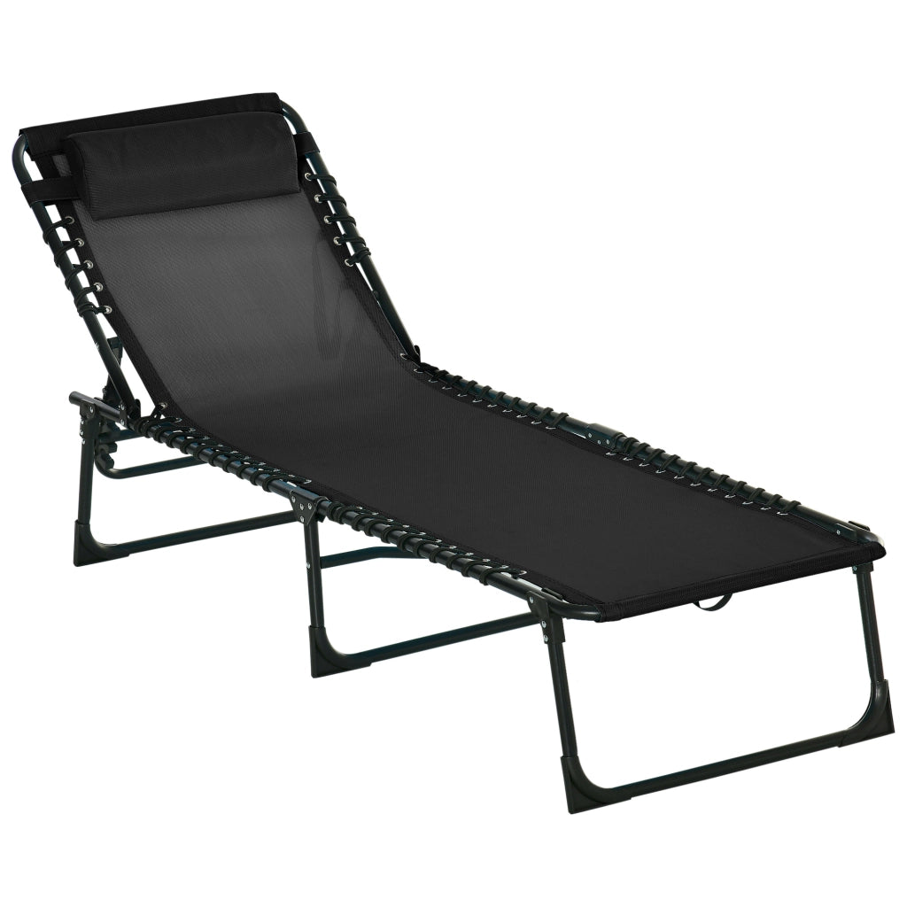 EasyComfort Lettino Prendisole in Acciaio e Tessuto Traspirante con Schienale Reclinabile, 189x58x30 cm, Nero