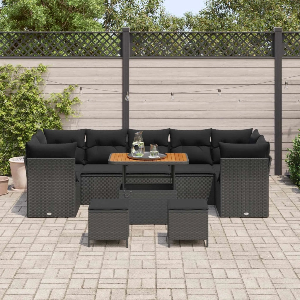 Set Divano da Giardino con cuscino 10 pcs Nero 3363419