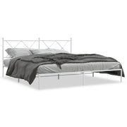 Letto matrimoniale | Letto per adulti | Giroletto con Testiera Metallo Bianco 180x200 cm