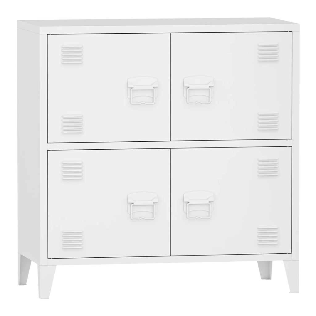 Mobiletto per ufficio mobile contenitore per soggiorno ufficio camera da letto officina metallo 4 ante acciaio 82 x 80 x 40 cm bianco 03_0006326