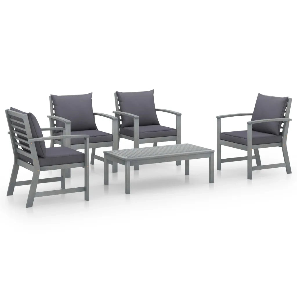 Set Divani da Giardino 5 pz con Cuscini in Legno Acacia Grigio cod mxl 39986