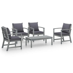 Set Divani da Giardino 5 pz con Cuscini in Legno Acacia Grigio cod mxl 39986