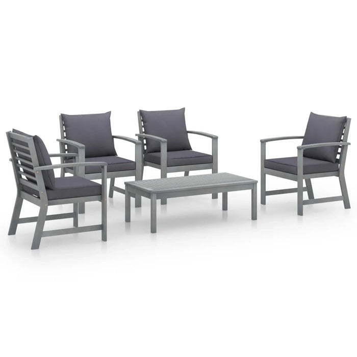 Set Divani da Giardino 5 pz con Cuscini in Legno Acacia Grigio cod mxl 39986