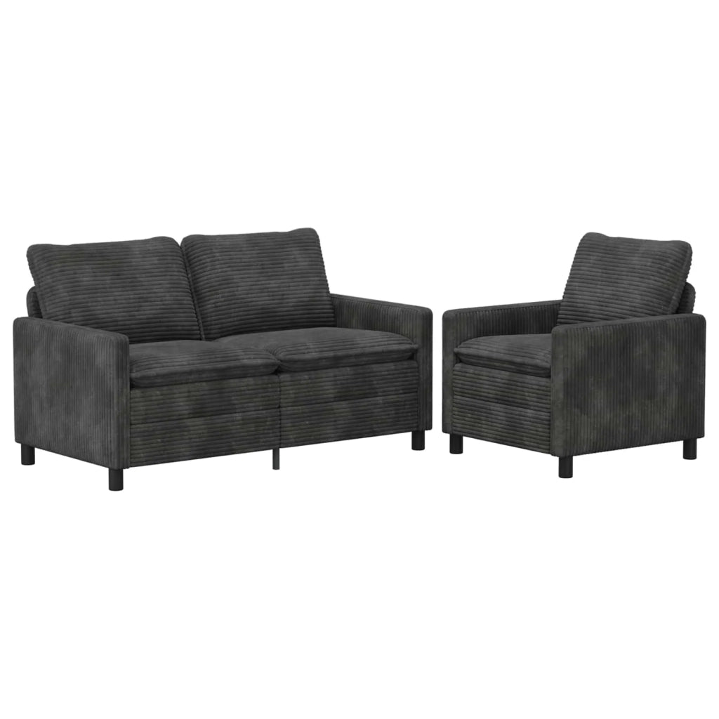 Set di divani 2 pcs Grigio Scuro Poliestere
