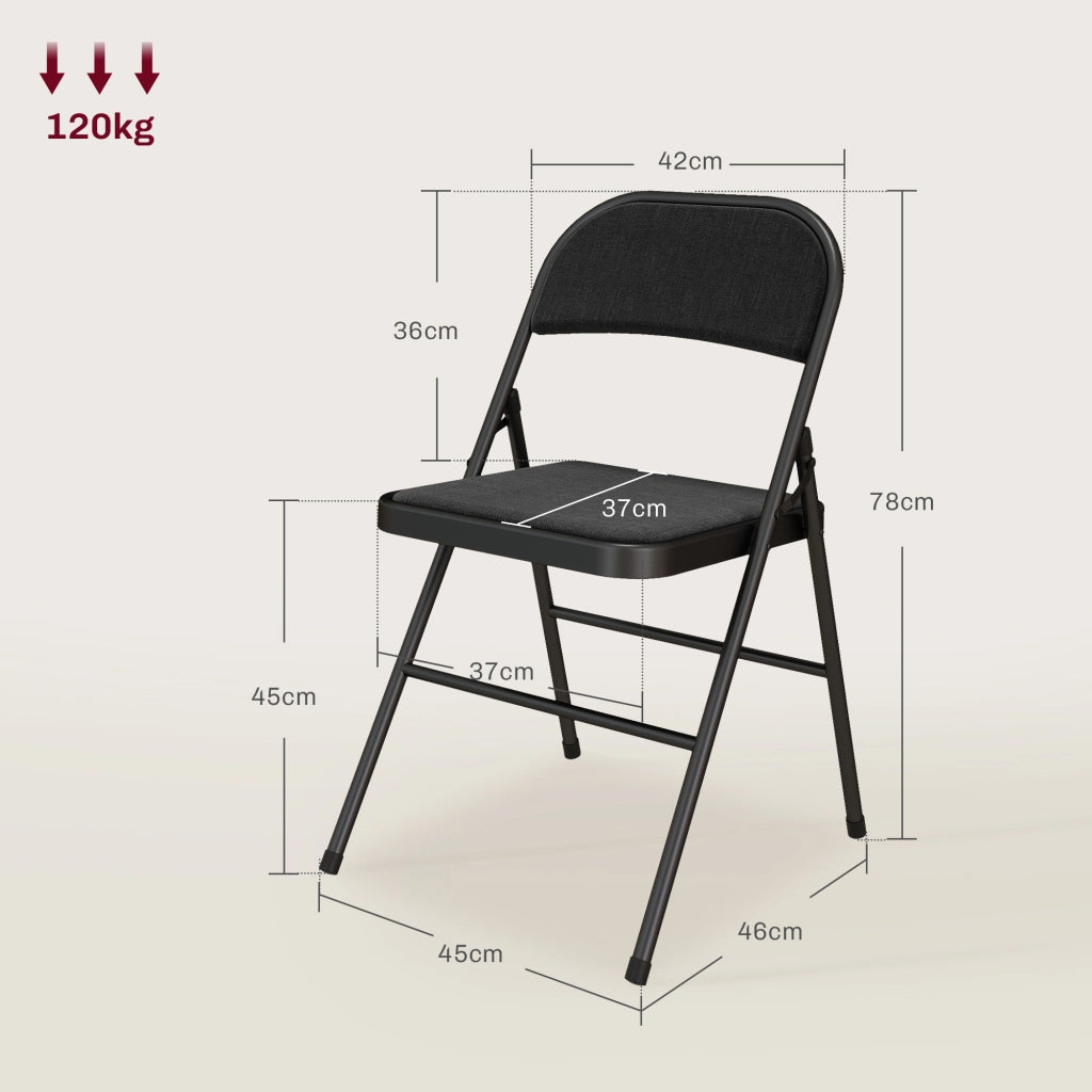 Set 6 Sedie Pieghevoli da Pranzo ¨C Xylo ¨C Struttura Metallo Nero 45x46x78cm