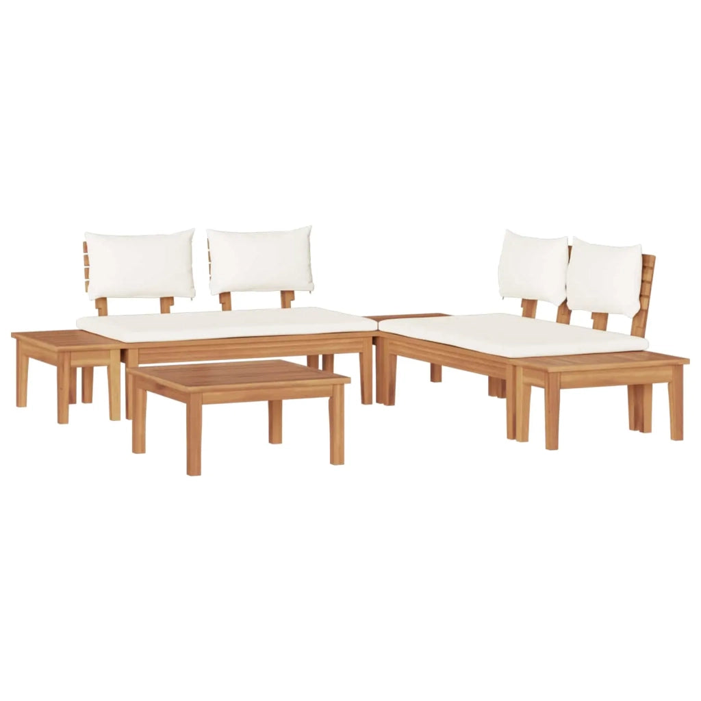 Set Divano da Giardino 3 pcs Marrone e Crema
