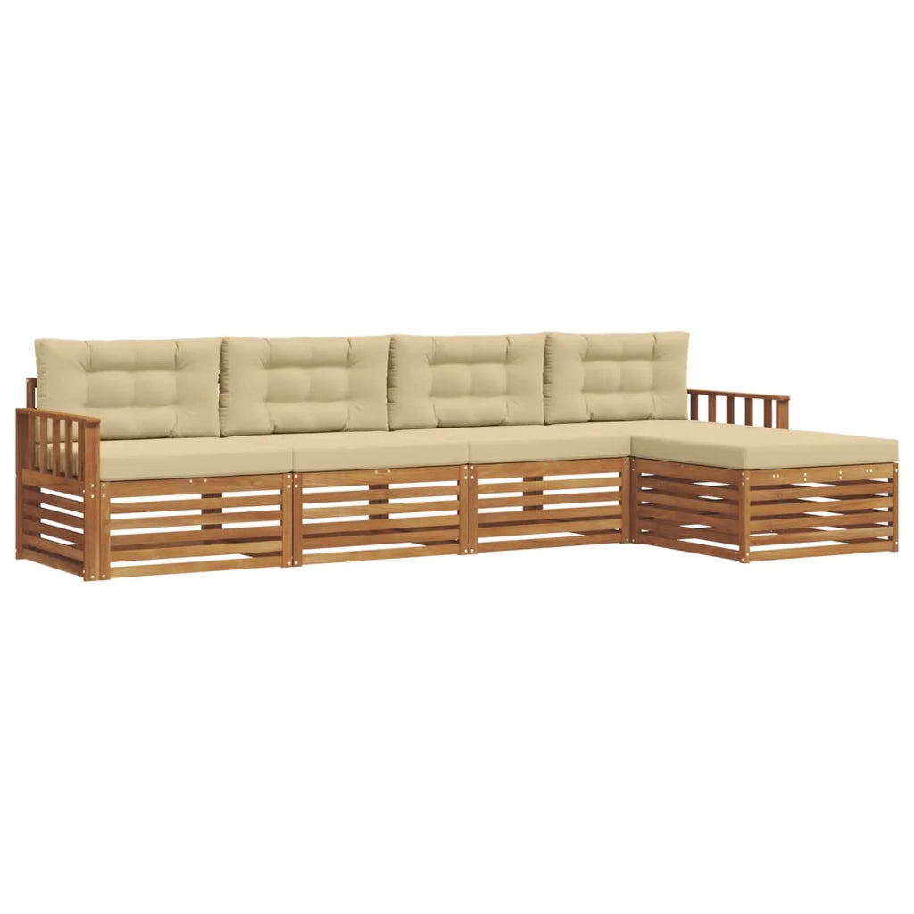 Set di divani da esterno con cuscino 5 pcs Naturale e Beige