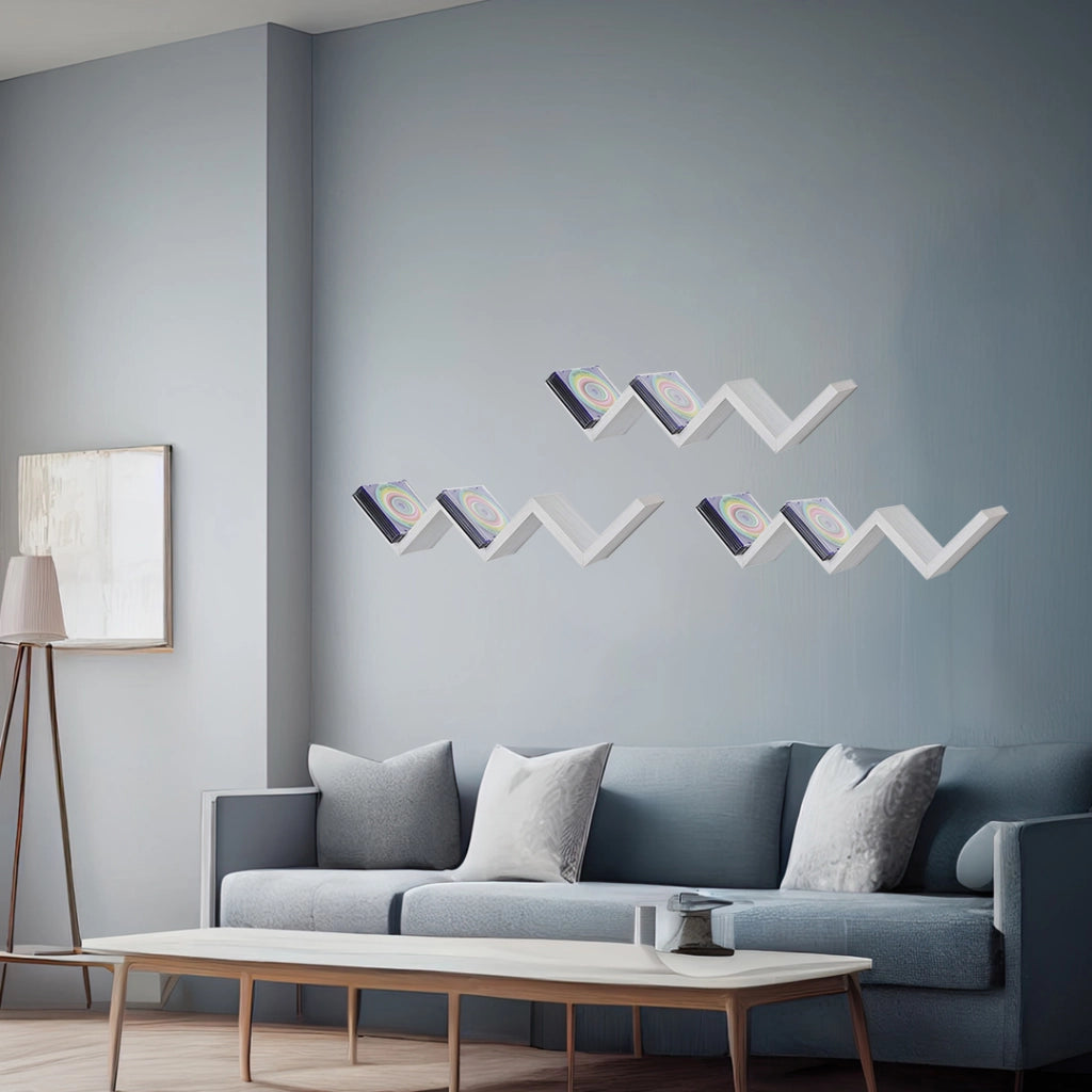 MAURY'S MENSOLA ZIG ZAG DIMENSIONI 59X12X12 CM IN COLORE BIANCO EFFETTO LEGNO