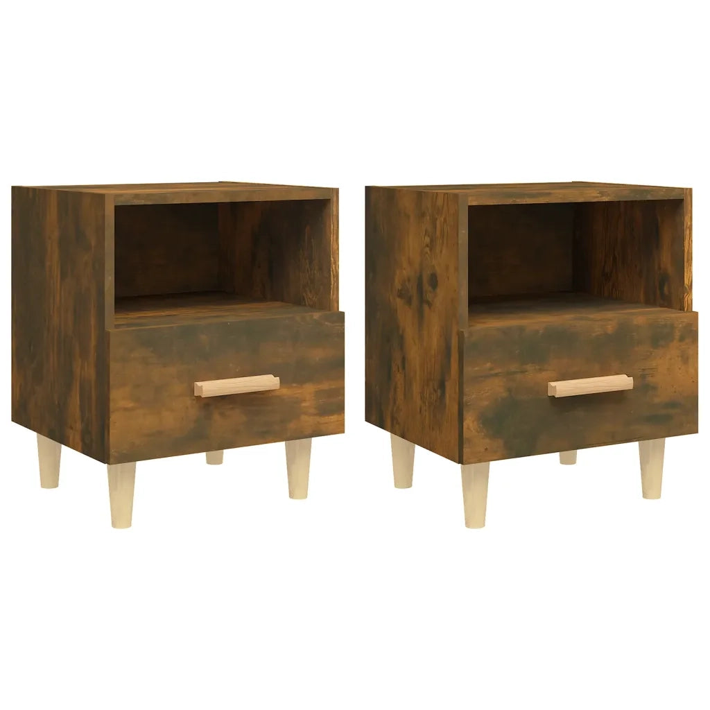Comodini 2 pz-Set di 2 Tavolino da notte Rovere Fumo 40x35x47 cm