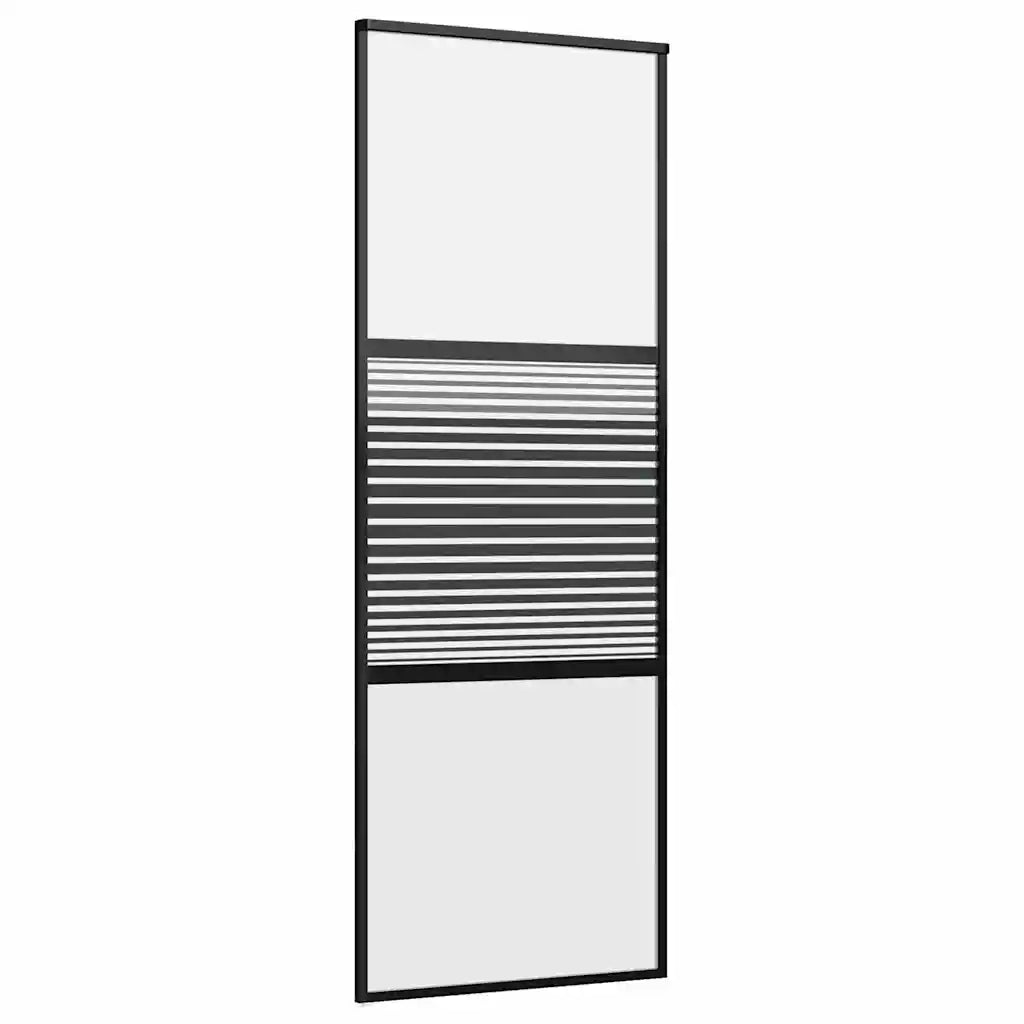 Porta in vetro Rigato Nero 90 x 2 x 205 cm Alluminio