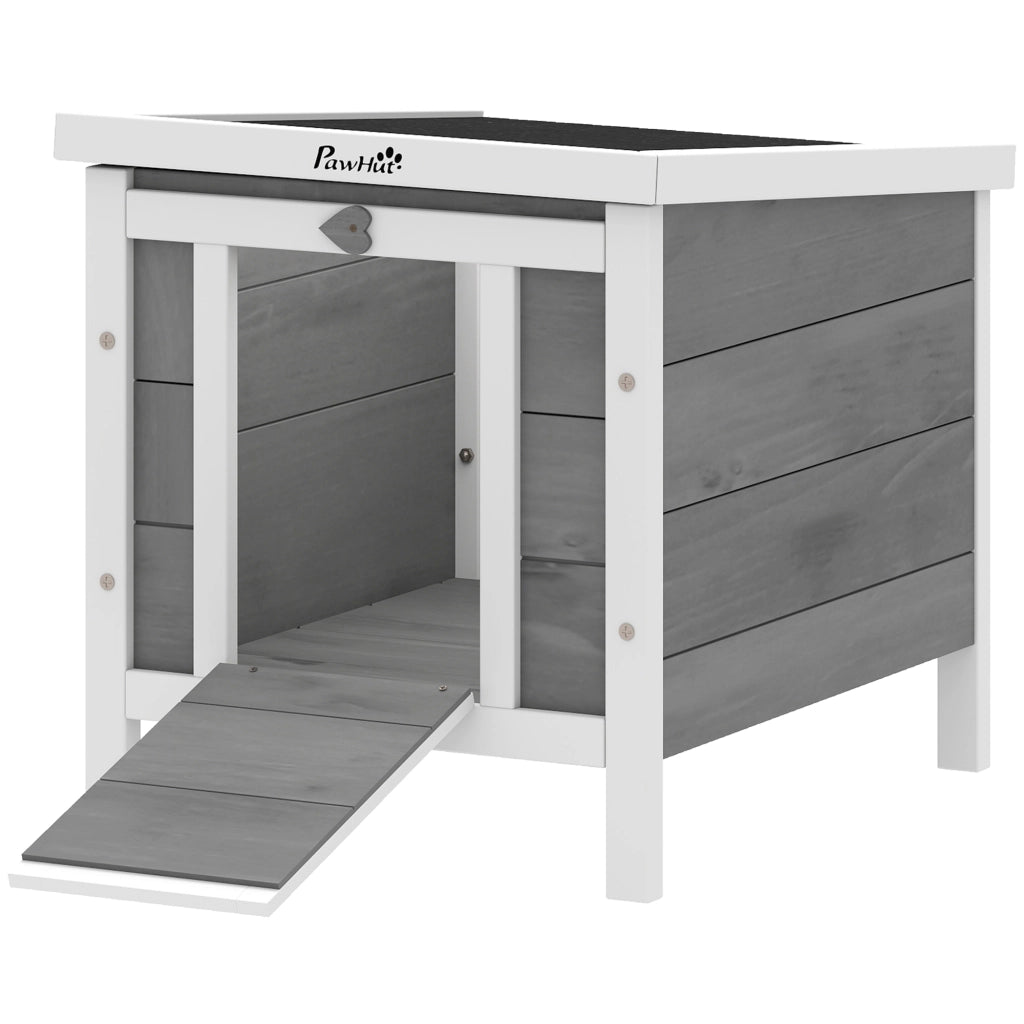 Gabbia per conigli con rampe e tetto apribile ¨C zephmum ¨C 51x42x43 cm grigio bianco legno