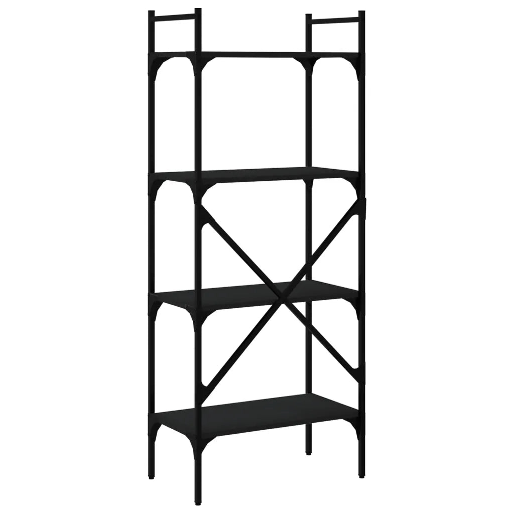 Libreria 4 Ripiani-Scaffale per Libri-Mobile di Stoccaggio Nera 56x31,5x138,5 cm Legno Multistrato