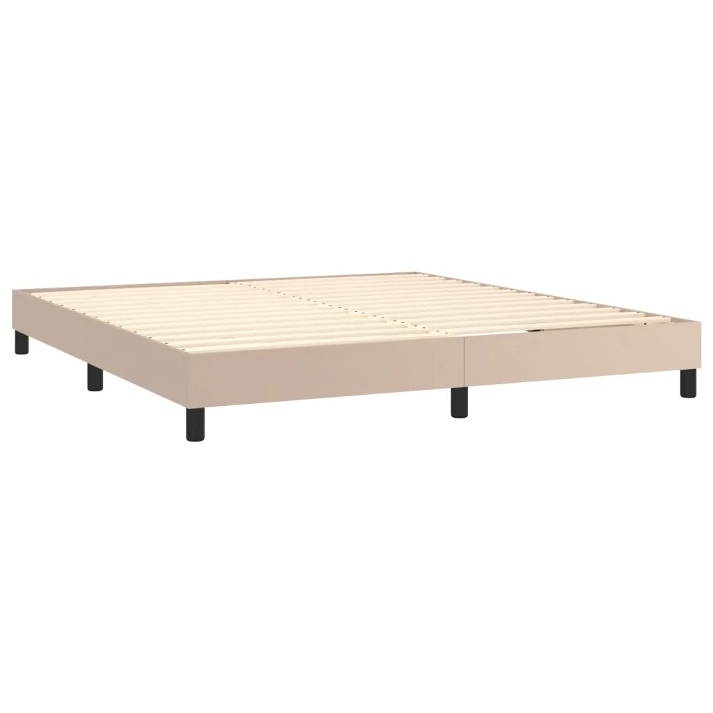 Giroletto Molle Materasso e LED Cappuccino 160x200cm Similpelle