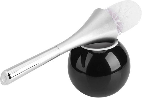Spazzola per il water Toilet con Design Moderno - Acciaio Inossidabile - Nero - Spazzola per il water con Supporto - Impermeabile - Resistente alle Macchie/Urto