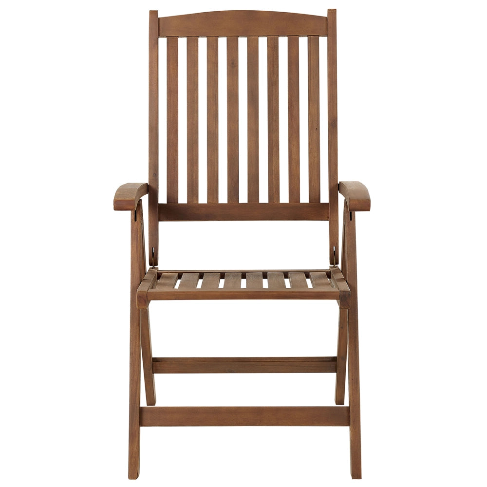 Set da giardino con 6 sedie in legno di acacia marrone scuro con schienale regolabile pieghevole in stile rustico