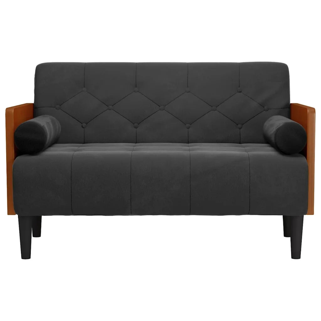 Divano Divanetto con Cuscini Bolster Nero 110 cm Velluto 4100603