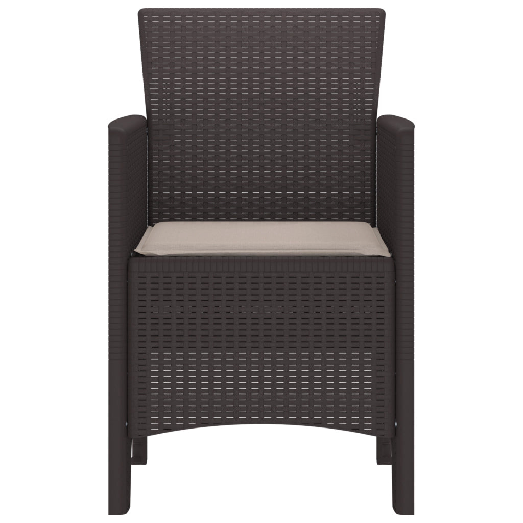 Sedie da giardino con cuscini 4 pz Marrone Polirattan