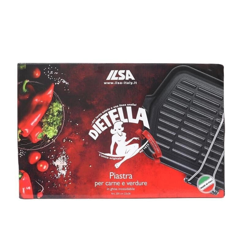 BISTECCHIERA DIETELLA IN GHISA INOSSIDABILE 23 X 36 CM PER FORNELLI A GAS, ELETTRICI E PIASTRE A INDUZIONE