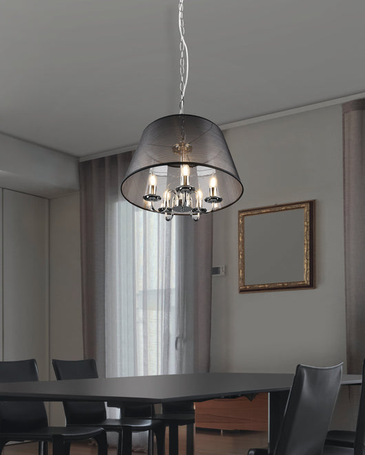 Lampada a Sospensione da Interno  E27 in Metallo Cromo