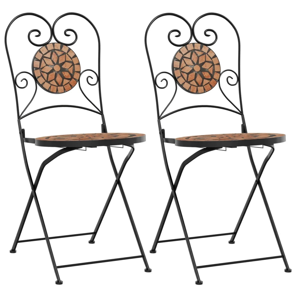 Sedie da BistrÃ² Pieghevoli 2 pz Terracotta in Ceramica