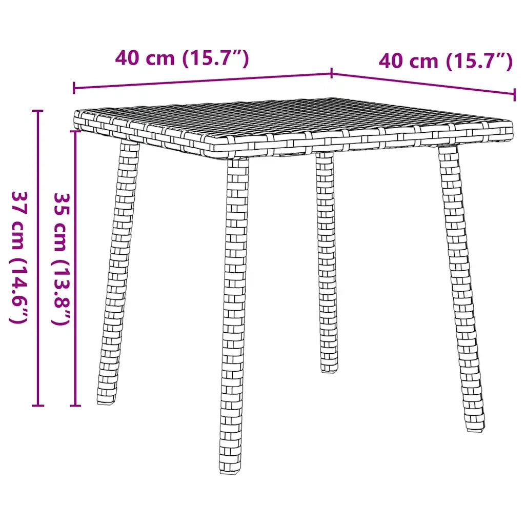 Tavolino Giardino | Tavolino da esterno Rettangolare Marrone 40x40x37 cm Polyrattan