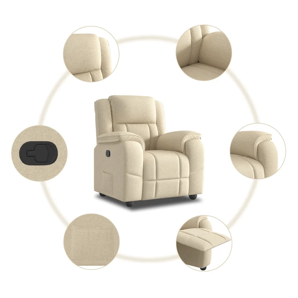 Divano Sedia-Poltrona Reclinabile in Tessuto Crema 158249