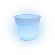 Vaso luminoso moderno di design Ø50 H44 in polimero resistente con LED blu per interno ed esterno - Made in Italy - Monacis