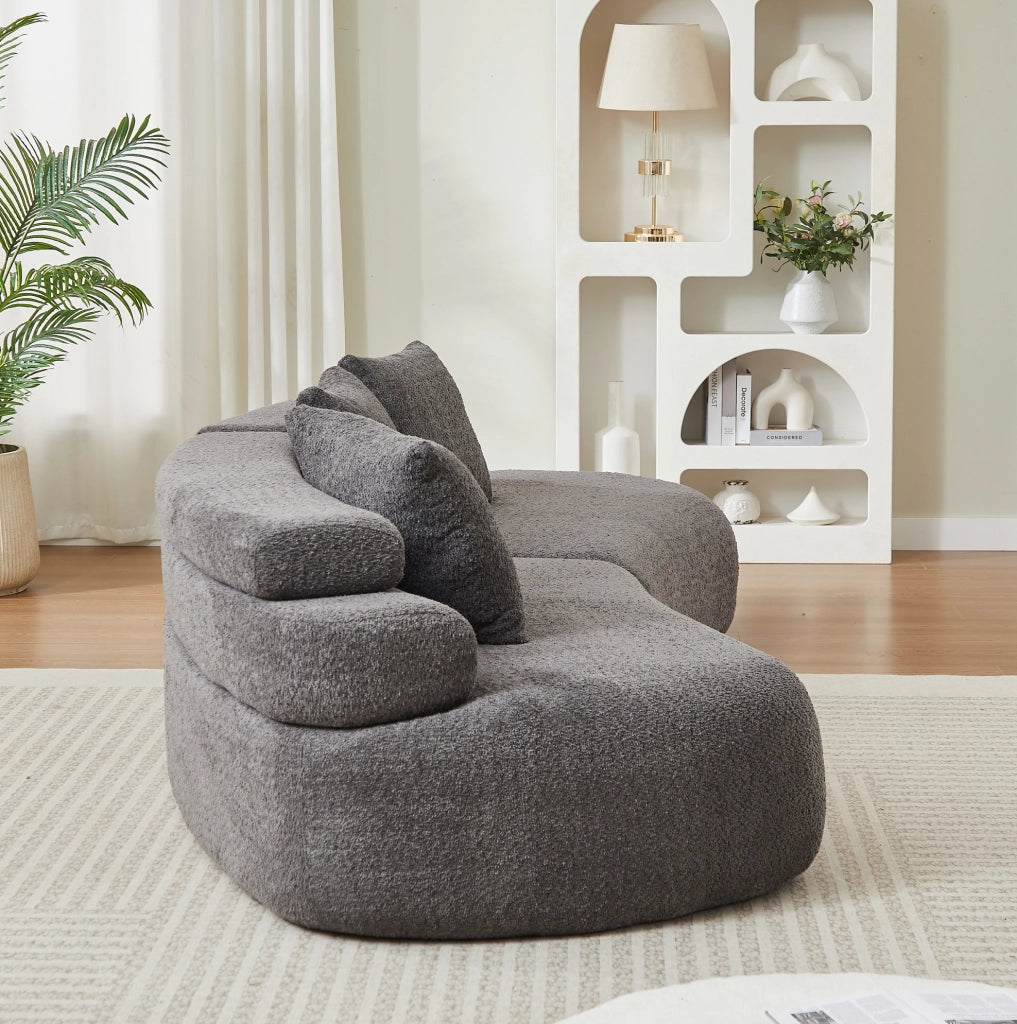 Divano modulare curvo 3 pezzi in chenille grigio antracite HOMVRA