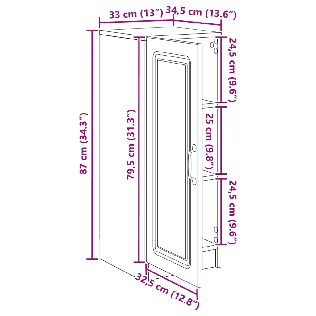 Credenza Grigio Cemento 33 x 34,5 x 87 cm Legno ingegnerizzato