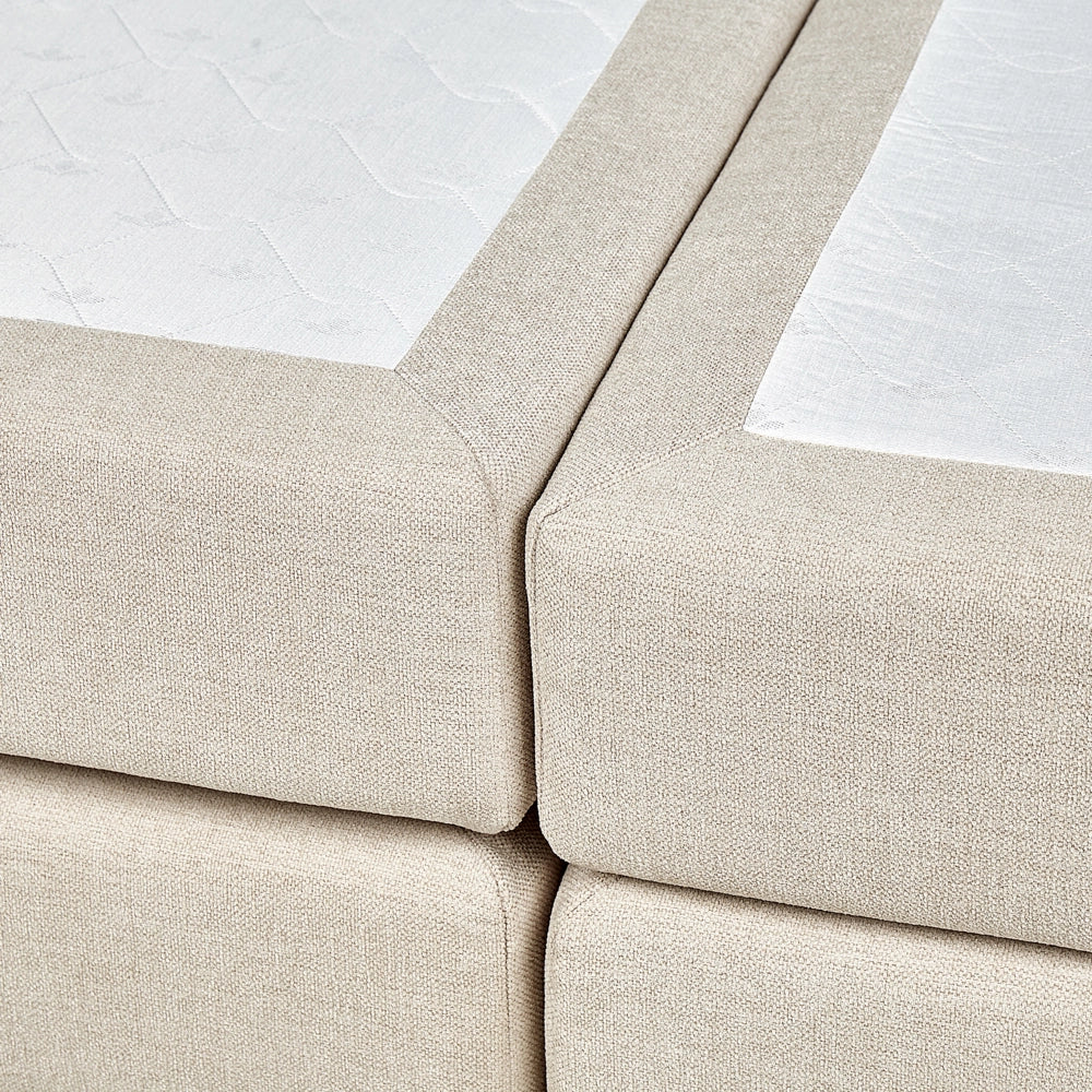 Letto king size UE con contenitore 160 x 200 Tappezzato beige con materasso a molle Bonell