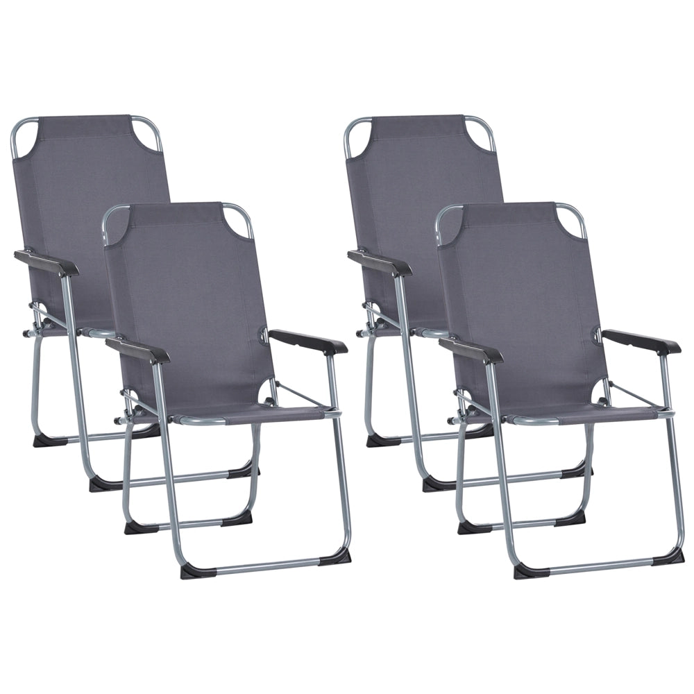 Set di 4 sedie da giardino Moderna struttura in acciaio verniciato a polvere opaco Resistente alla ruggine Pieghevole grigio