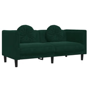Divano | Divano da soggiorno | Sofa a 2 Posti con Cuscini Verde Scuro in Velluto