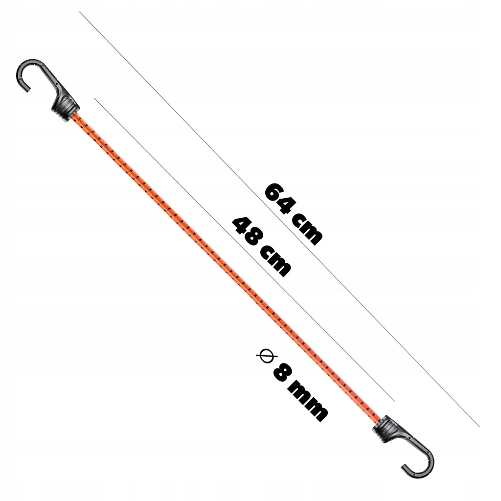 Corda elastica in gomma KADAX con gancio, 48 cm, per il fissaggio di teloni e tenditori per bagagli.