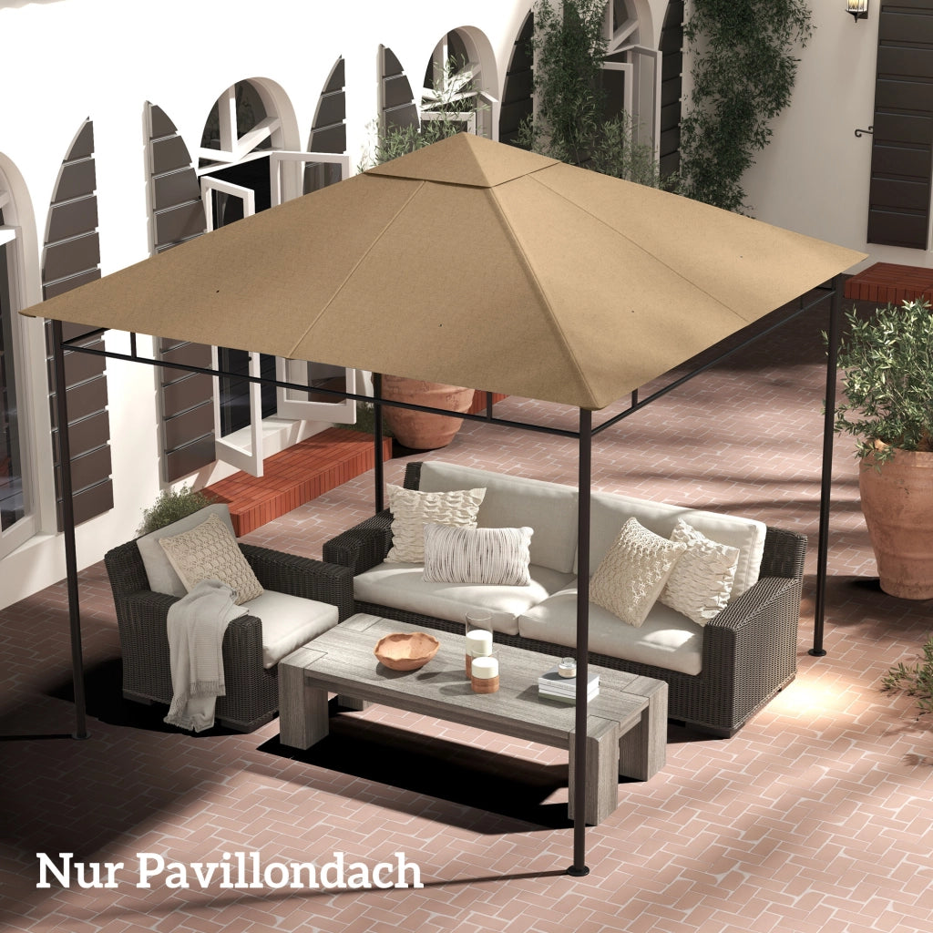 Tetto di ricambio per gazebo giardino ¨C Xylo ¨C Poliestere beige 2,98x2,95 m