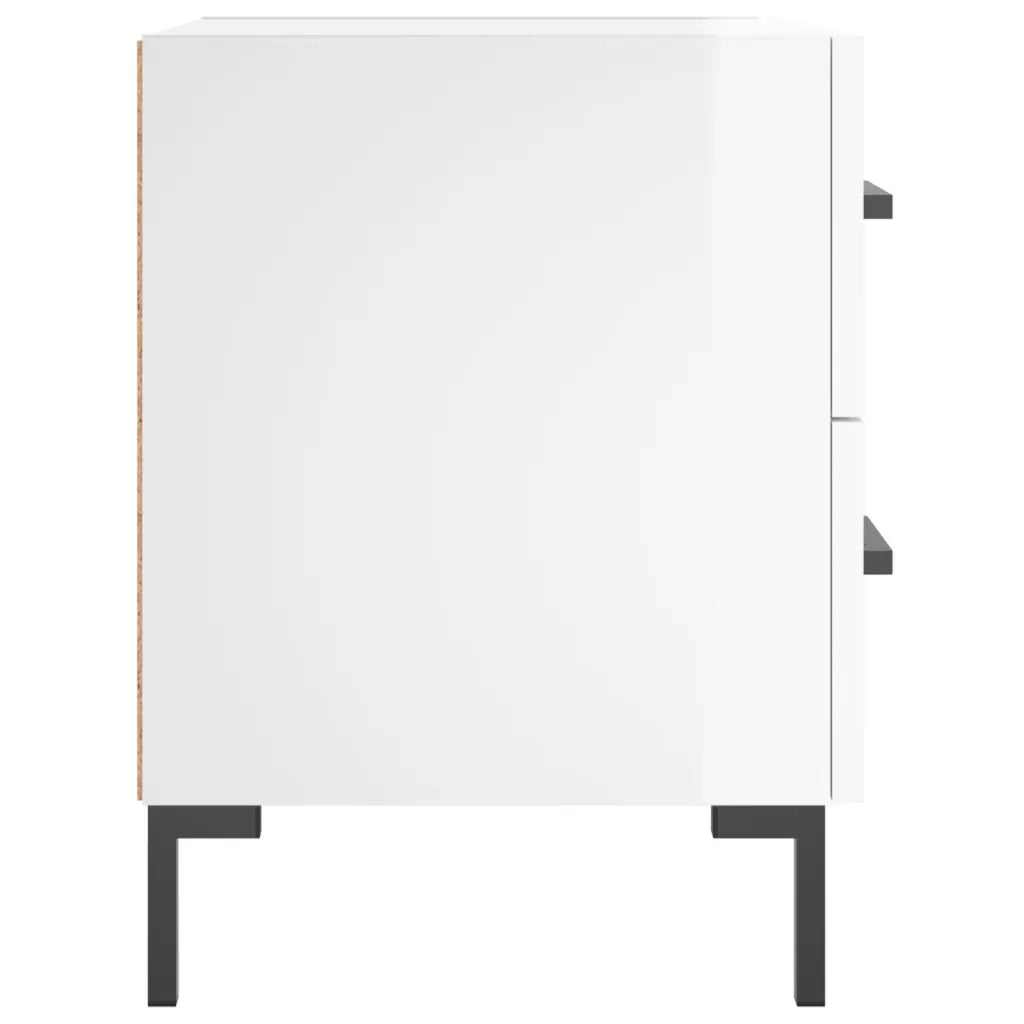 Comodini 2 pz-Set di 2 Tavolino da notte Bianco Lucido 40x35x47,5 cm in Legno Multistrato 669465