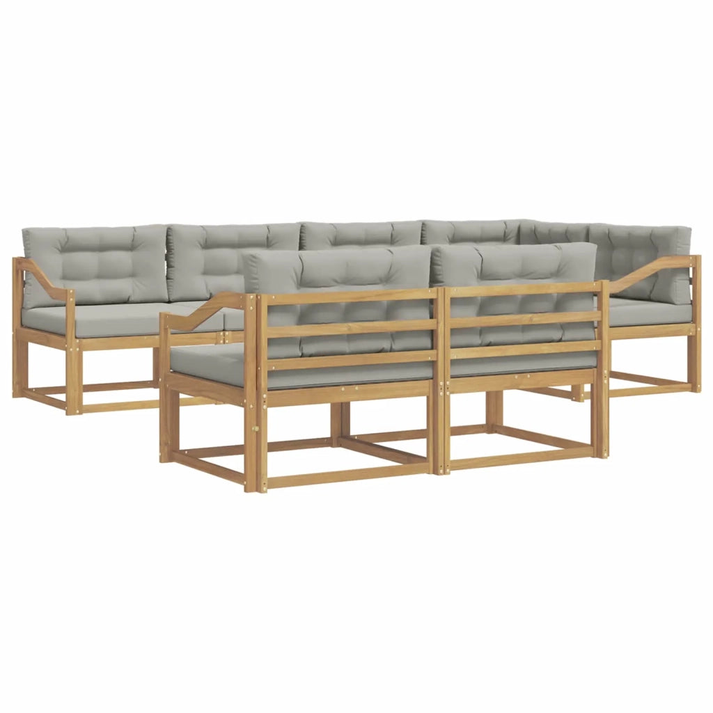 Set di divani da esterno 6 pz Bianco e Grigio Chiaro Poliestere 3386600