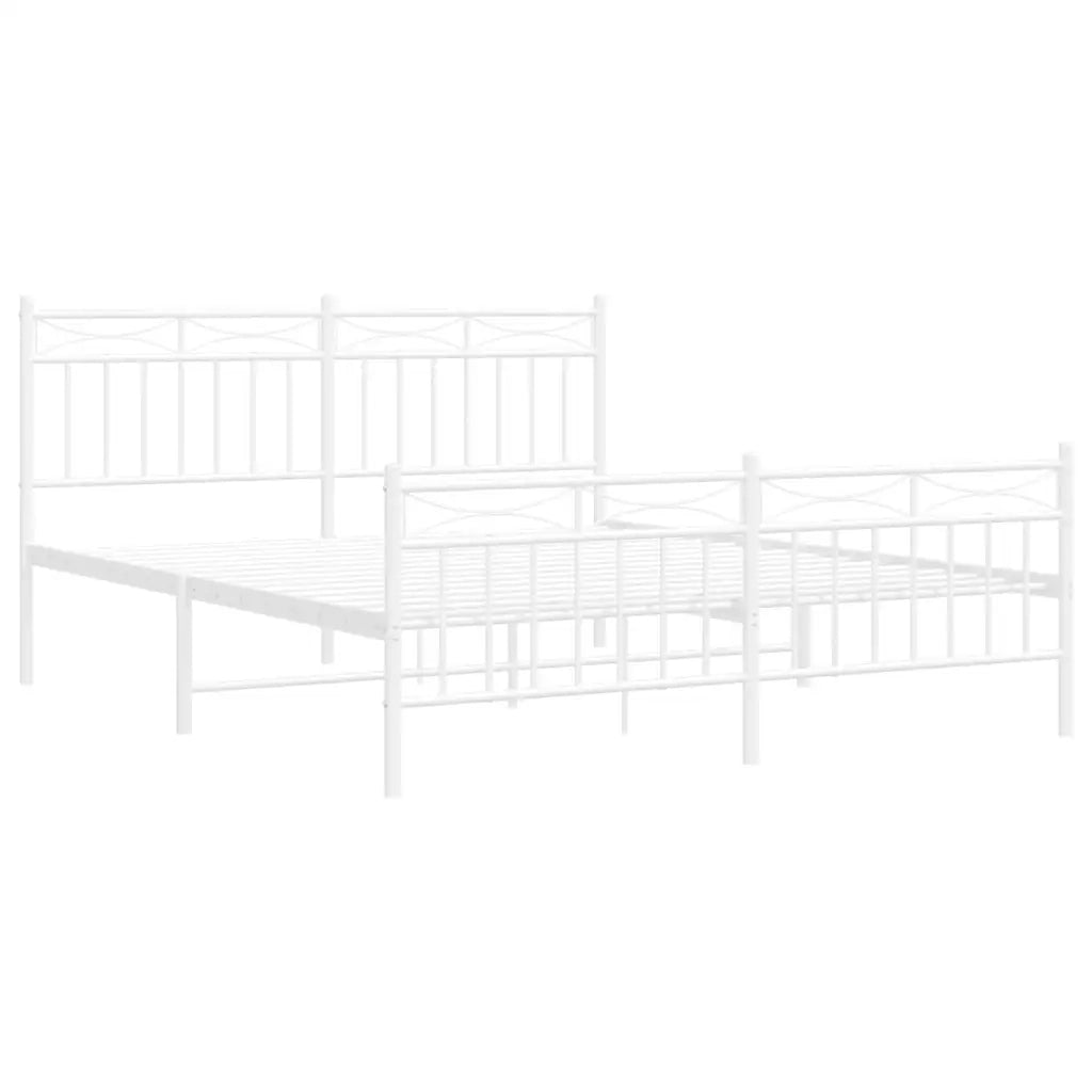 Giroletto con Testiera e Pediera Metallo Bianco 150x200 cm 373760