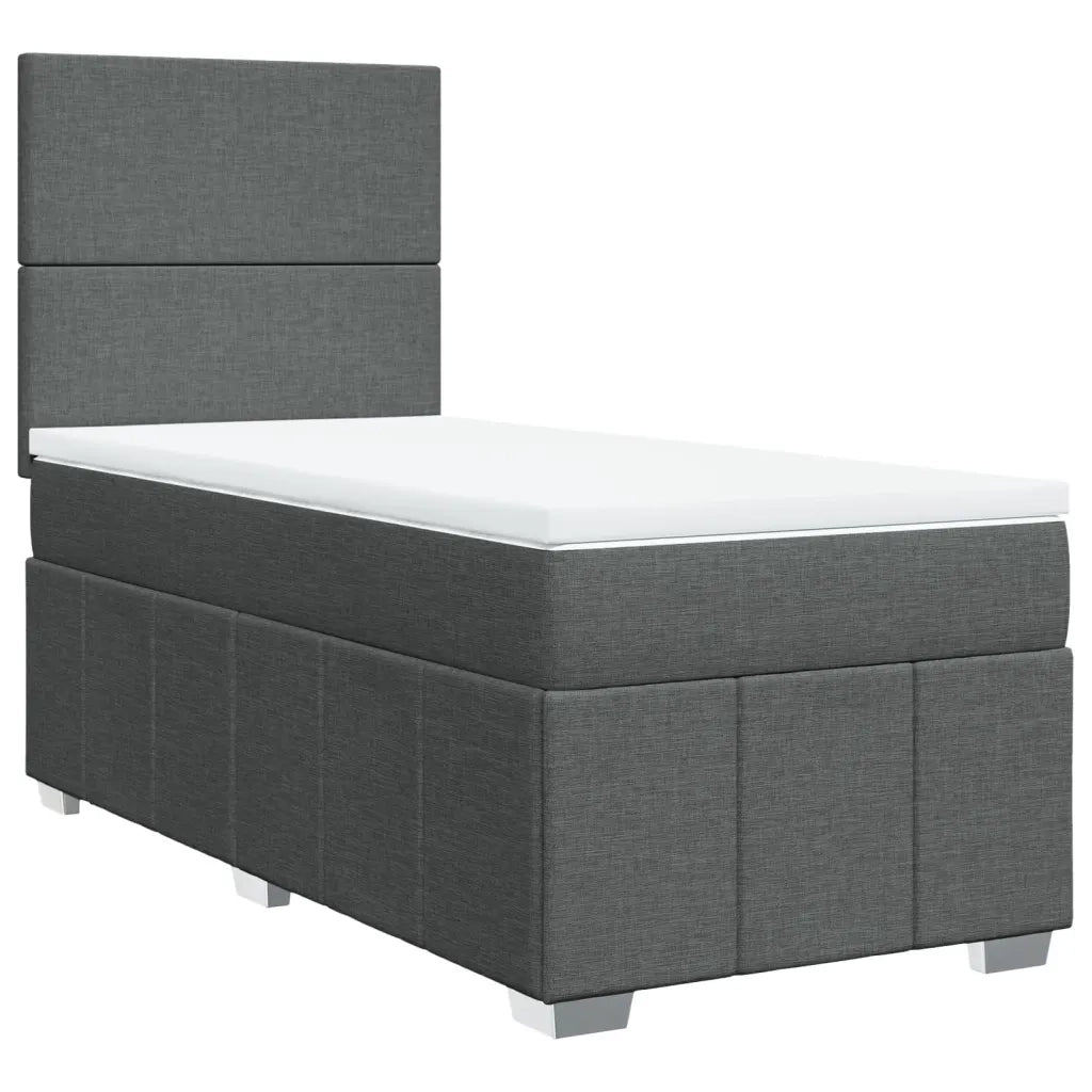 Letto singolo | Letto per adulti | Giroletto a Molle con Materasso Grigio Scuro 90x200 cm Tessuto