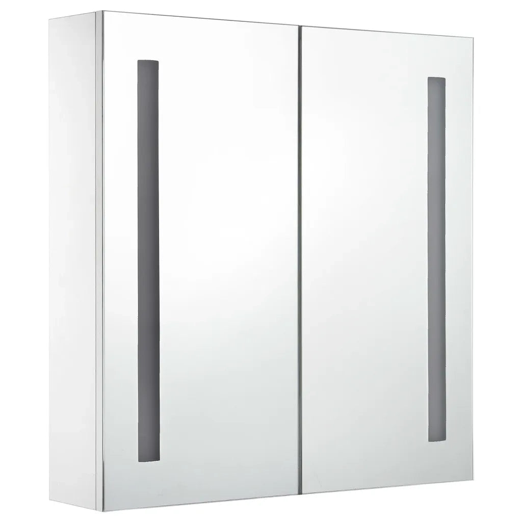 Armadietto Bagno con Specchio e LED-Mobiletto a specchio 60x14x62 cm