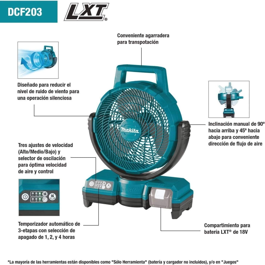 Makita Dcf203Z Ventilatore 14,4 - 18V - Ac (Batteria Non Inclusa)