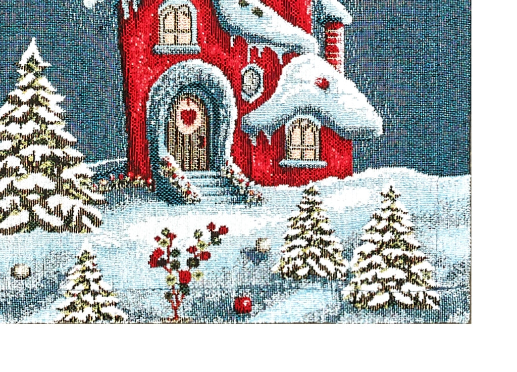 Tovaglia Centrotavola Centrino Tavolo Fantasie Natalizie Cinigliato Piazzato Made Italy - 90x90 - Chateaux Noel